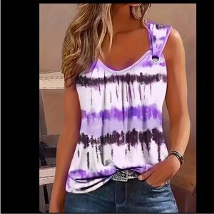 ✨LAST CHANCE✨ SHEIN Women’s Purple Tie-Dye Strap Design Tank Top